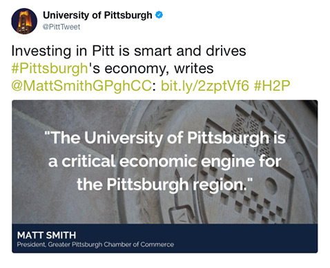 University of Pittsburgh Tweet Screenshot